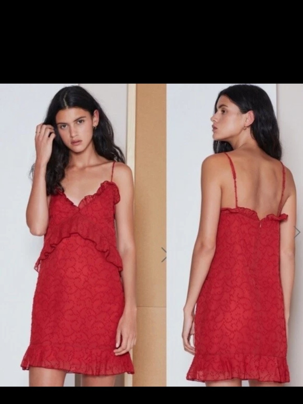Red Ruffle Cami Dress XS - Picture 2 of 5